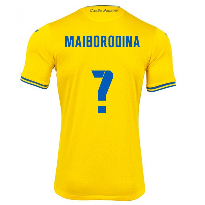 Homem Camisola Ucrânia Iryna Maiborodina #0 Amarelo Principal 24-26 Camisa