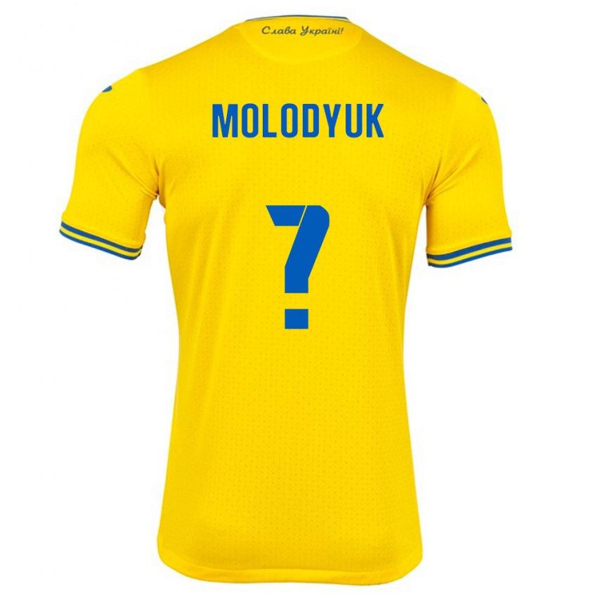 Homem Camisola Ucrânia Yelyzaveta Molodyuk #0 Amarelo Principal 24-26 Camisa