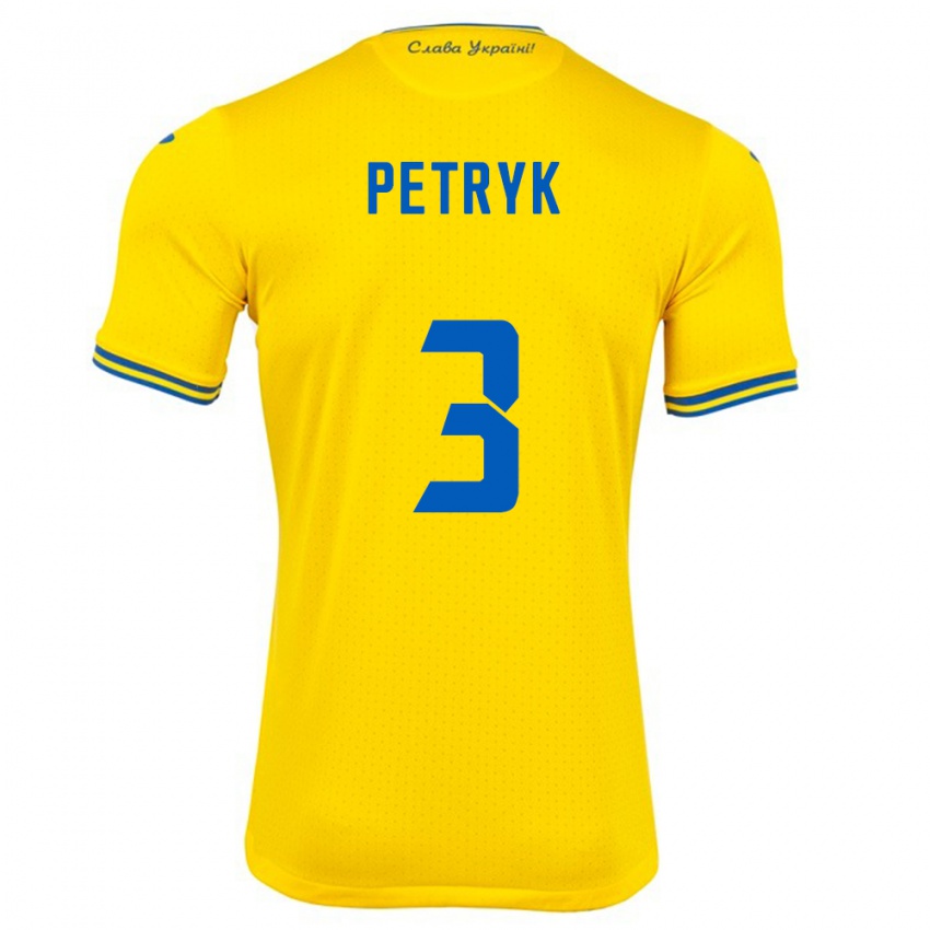 Homem Camisola Ucrânia Anna Petryk #3 Amarelo Principal 24-26 Camisa