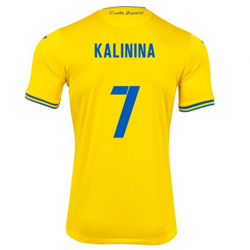 Homem Camisola Ucrânia Yana Kalinina #7 Amarelo Principal 24-26 Camisa