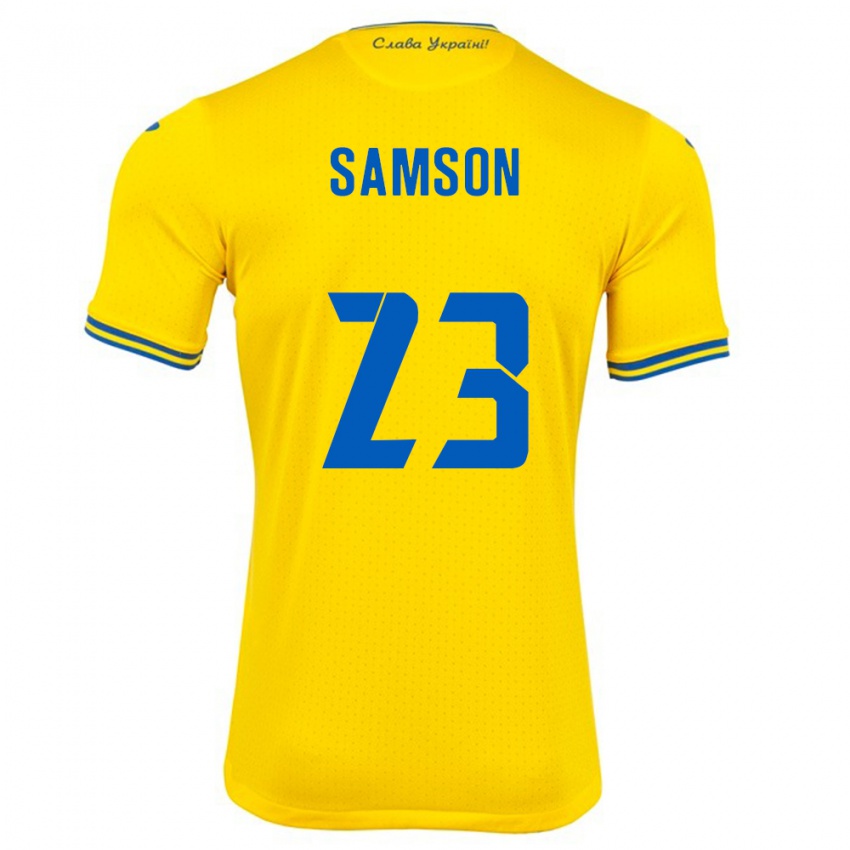 Homem Camisola Ucrânia Kateryna Samson #23 Amarelo Principal 24-26 Camisa