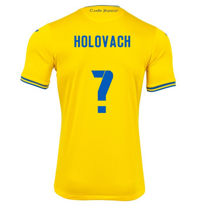 Homem Camisola Ucrânia Viktoriya Holovach #0 Amarelo Principal 24-26 Camisa