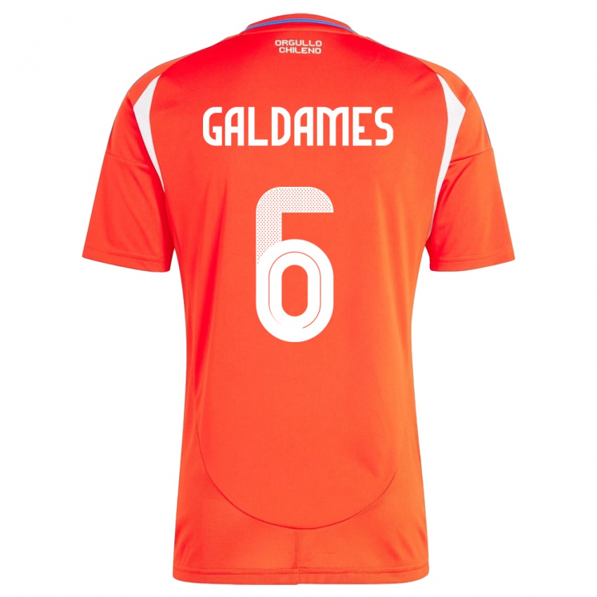 Homem Camisola Chile Thomas Galdames #6 Vermelho Principal 24-26 Camisa