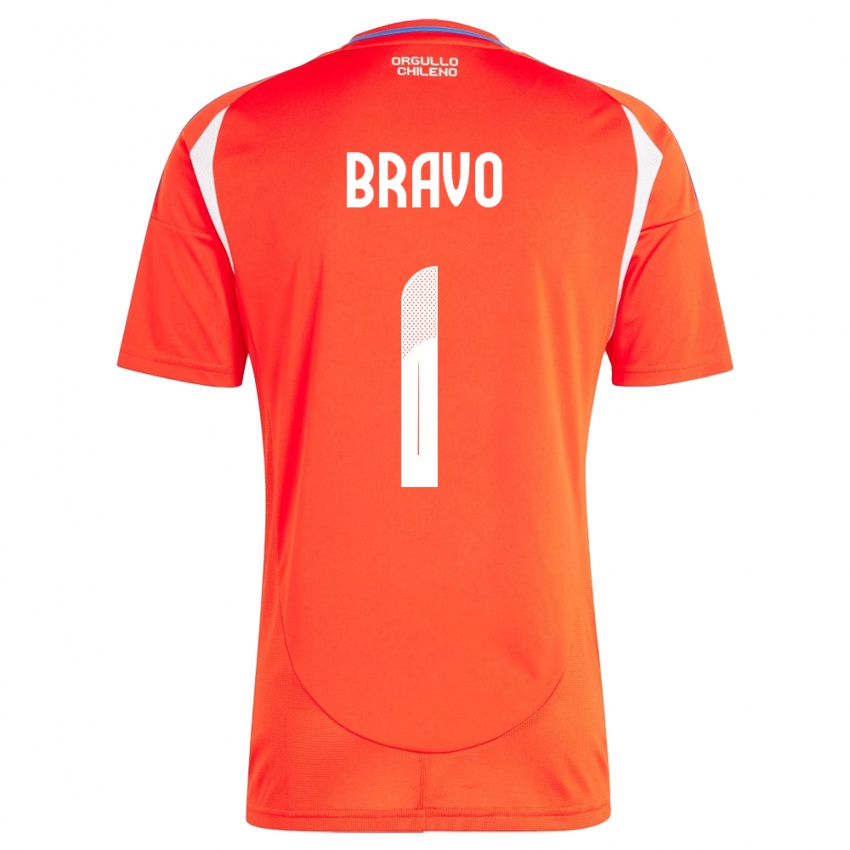 Homem Camisola Chile Claudio Bravo #1 Vermelho Principal 24-26 Camisa