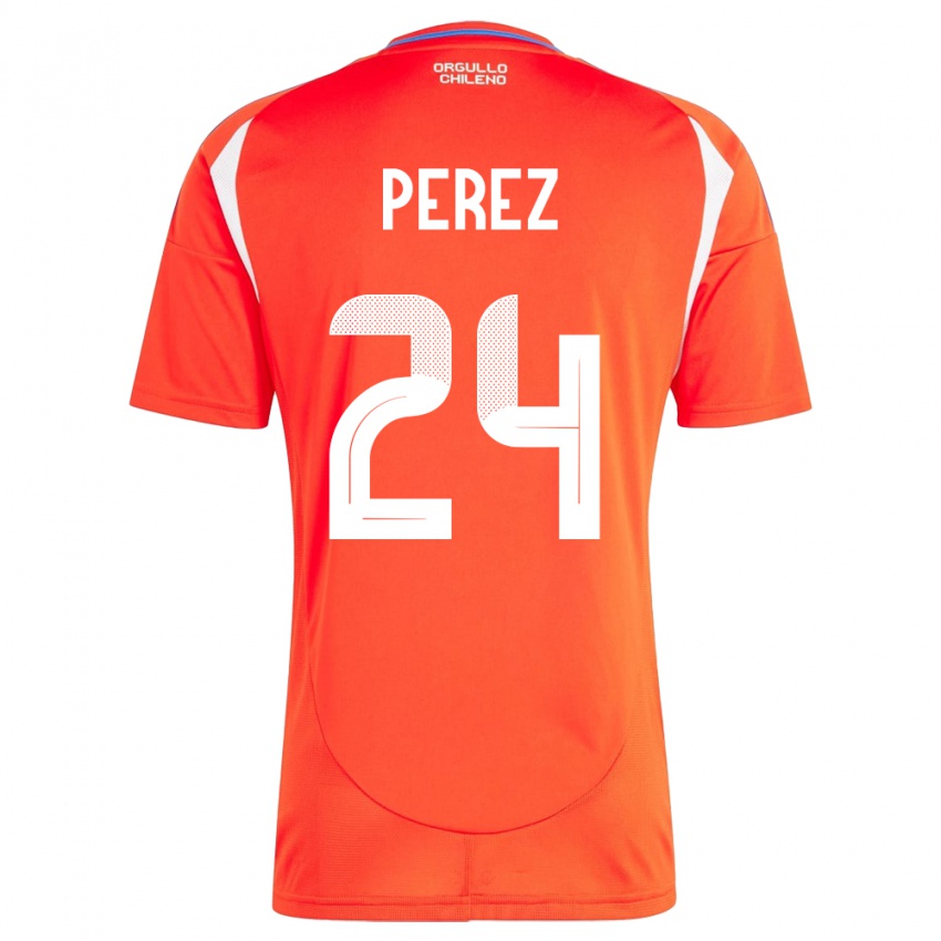 Homem Camisola Chile César Pérez #24 Vermelho Principal 24-26 Camisa