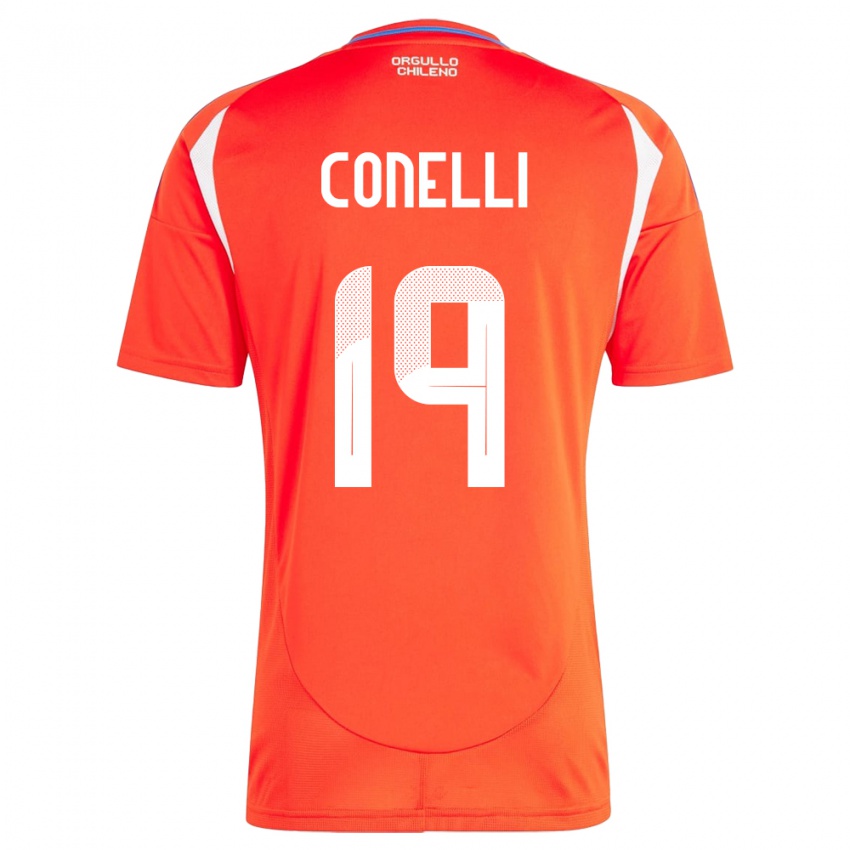 Homem Camisola Chile Vicente Conelli #19 Vermelho Principal 24-26 Camisa