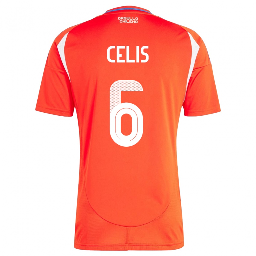 Homem Camisola Chile Milovan Celis #6 Vermelho Principal 24-26 Camisa