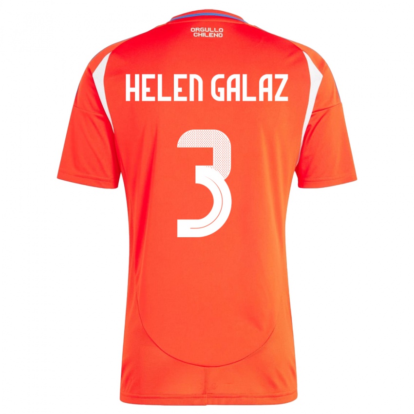 Homem Camisola Chile Su Helen Galaz #3 Vermelho Principal 24-26 Camisa