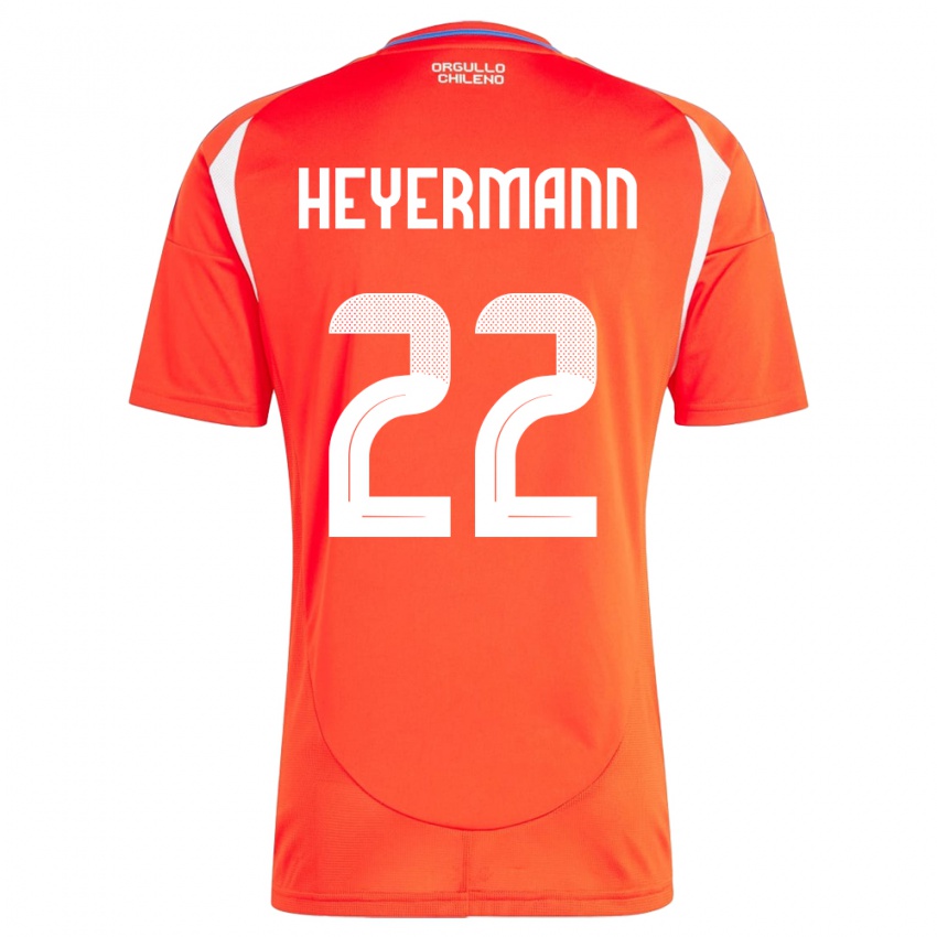 Homem Camisola Chile Agustina Heyermann #22 Vermelho Principal 24-26 Camisa