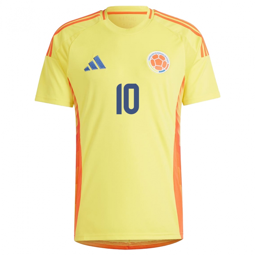 Homem Camisola Colômbia James Rodríguez #10 Amarelo Principal 24-26 Camisa