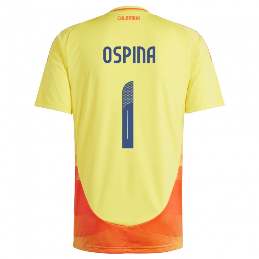 Homem Camisola Colômbia David Ospina #1 Amarelo Principal 24-26 Camisa