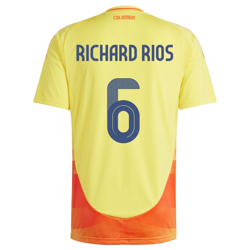 Homem Camisola Colômbia Richard Ríos #6 Amarelo Principal 24-26 Camisa