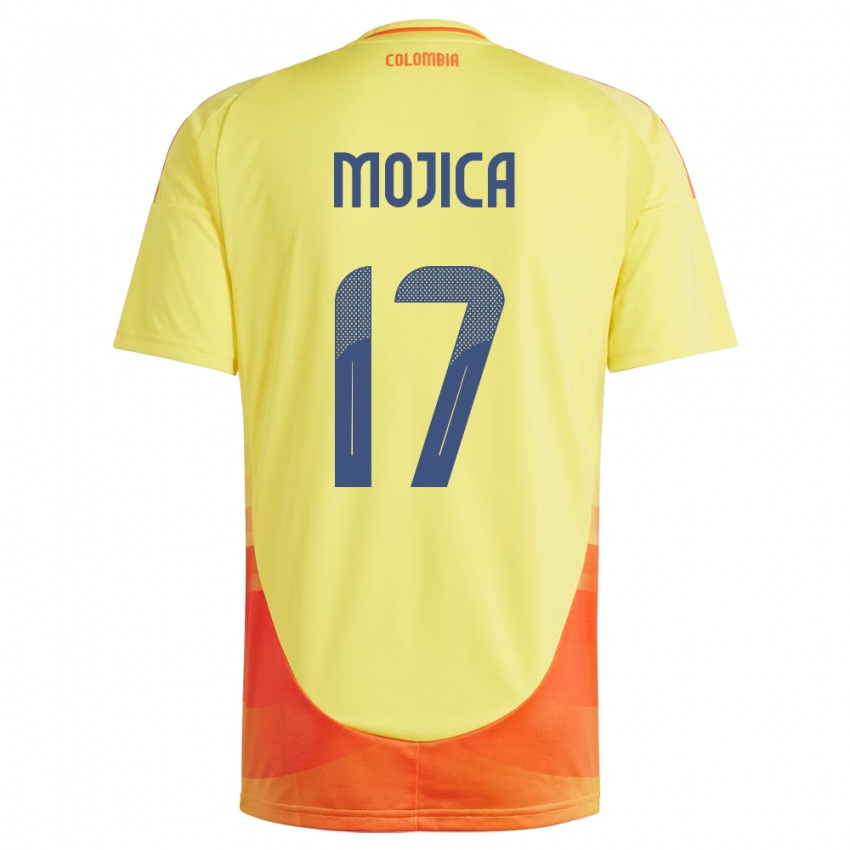 Homem Camisola Colômbia Johan Mojica #17 Amarelo Principal 24-26 Camisa