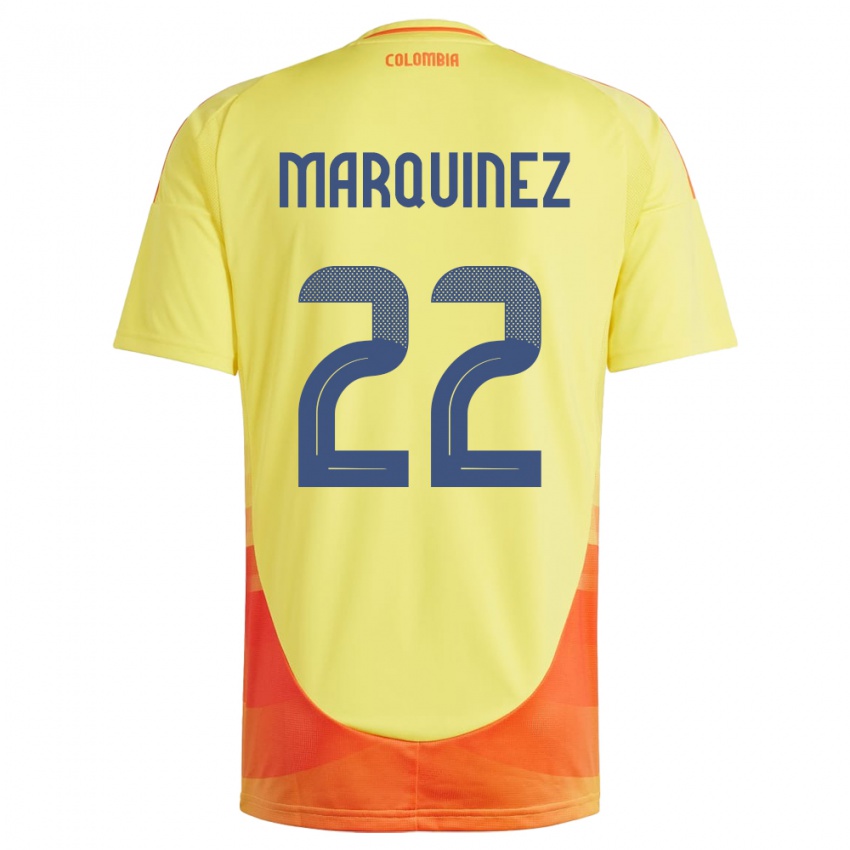 Homem Camisola Colômbia Luis Marquinez #22 Amarelo Principal 24-26 Camisa