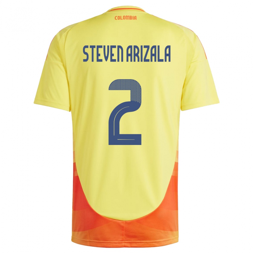 Homem Camisola Colômbia Elver Steven Arizala #2 Amarelo Principal 24-26 Camisa