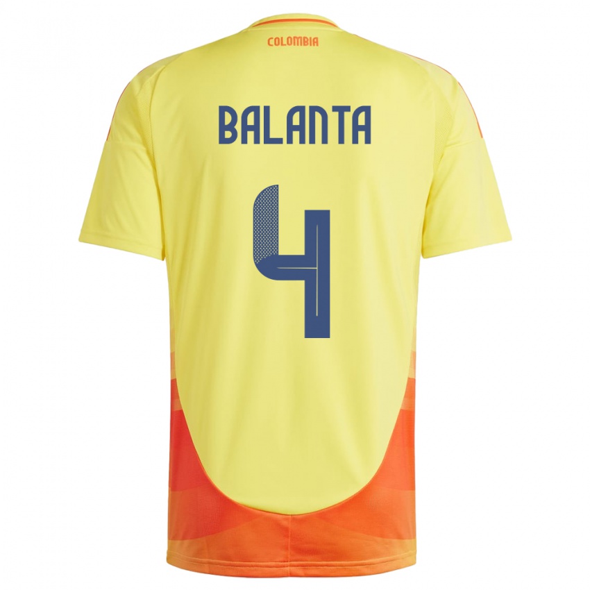 Homem Camisola Colômbia Marlon Balanta #4 Amarelo Principal 24-26 Camisa