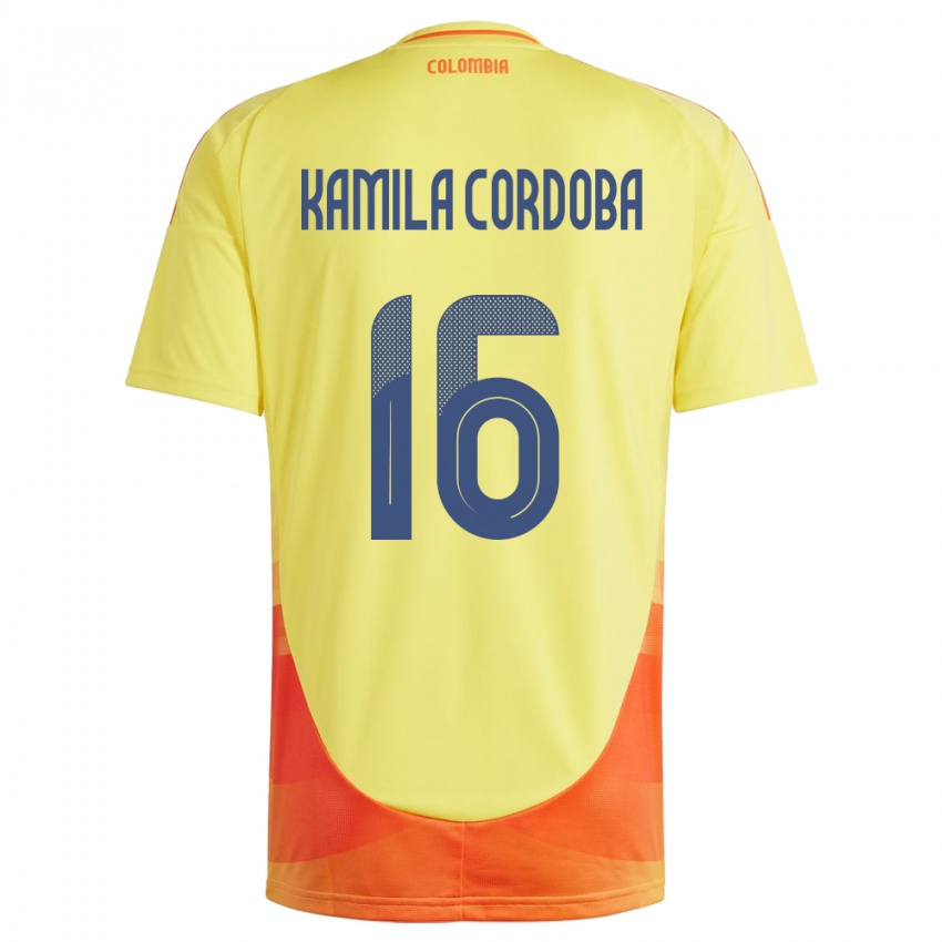 Homem Camisola Colômbia Sara Kamila Córdoba #16 Amarelo Principal 24-26 Camisa