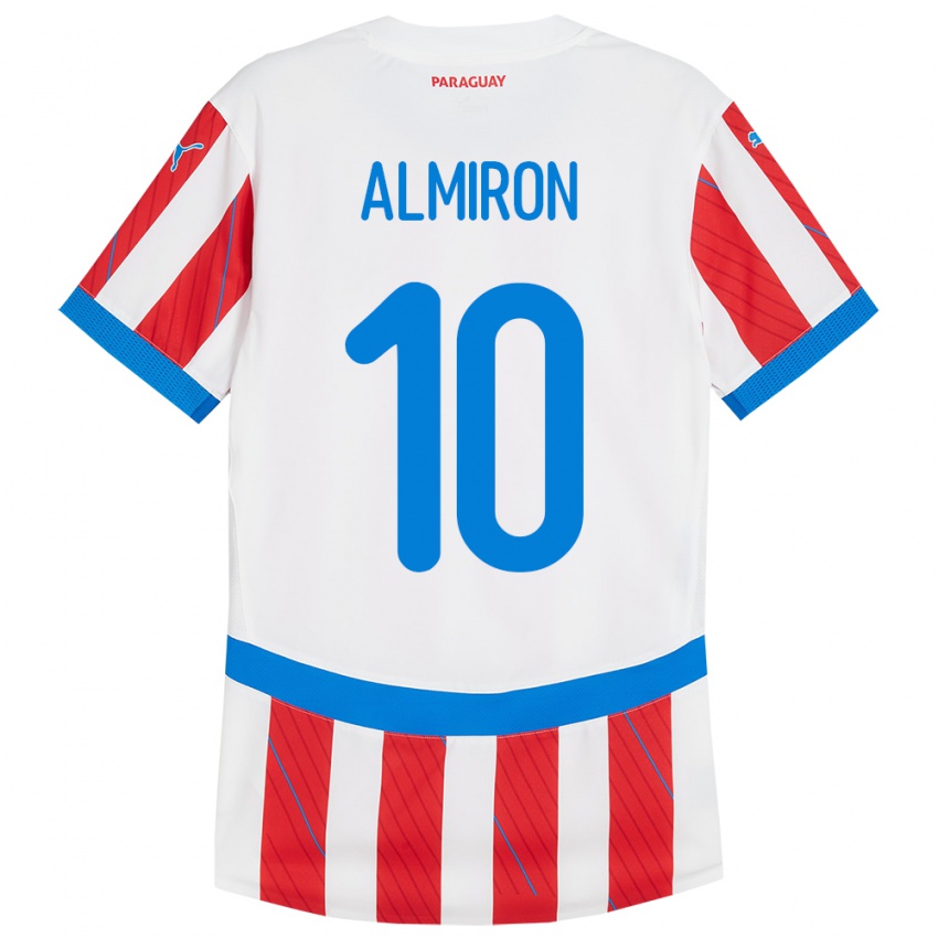 Homem Camisola Paraguai Miguel Almirón #10 Branco Vermelho Principal 24-26 Camisa