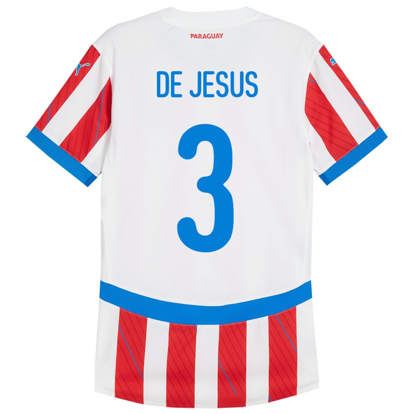 Homem Camisola Paraguai Ronaldo De Jesús #3 Branco Vermelho Principal 24-26 Camisa