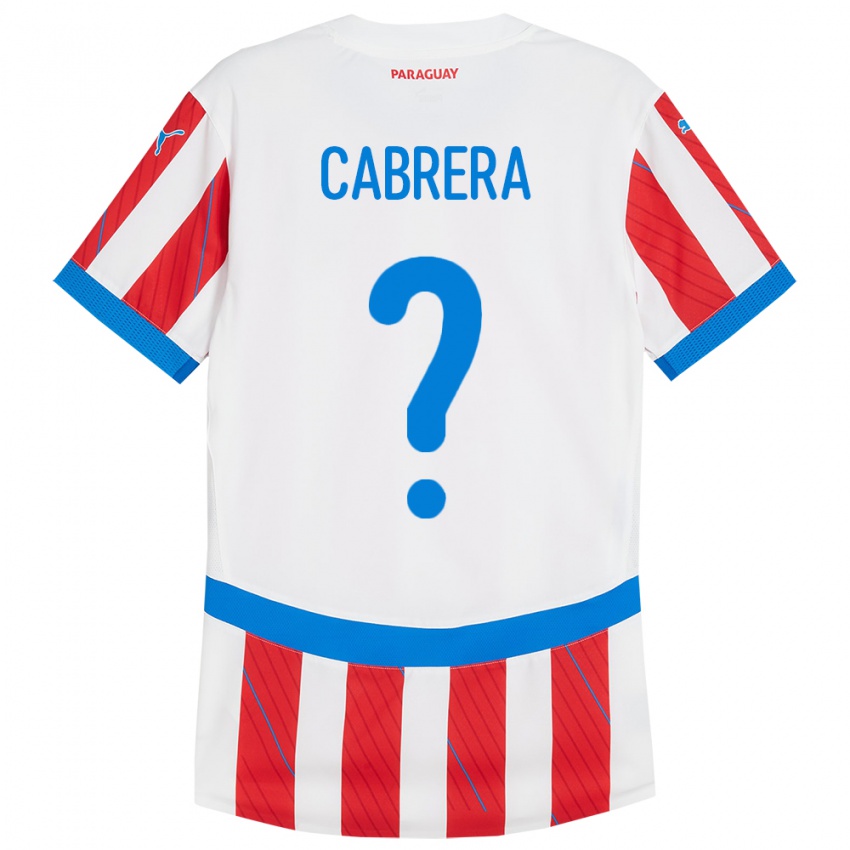 Homem Camisola Paraguai Ivan Cabrera #0 Branco Vermelho Principal 24-26 Camisa