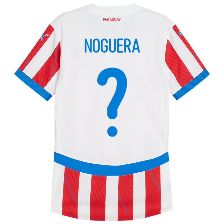 Homem Camisola Paraguai Junior Noguera #0 Branco Vermelho Principal 24-26 Camisa