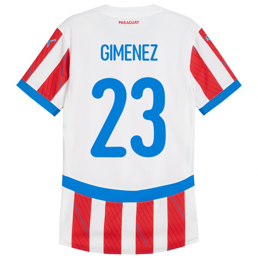 Homem Camisola Paraguai Miguel Giménez #23 Branco Vermelho Principal 24-26 Camisa