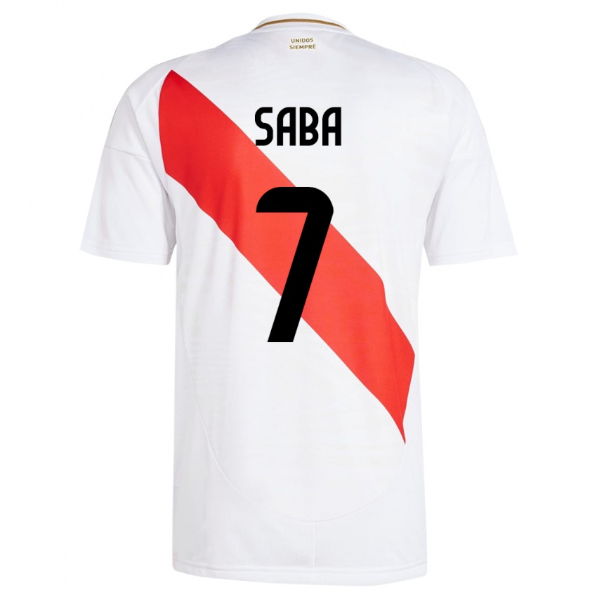 Homem Camisola Peru Emilio Saba #7 Branco Principal 24-26 Camisa