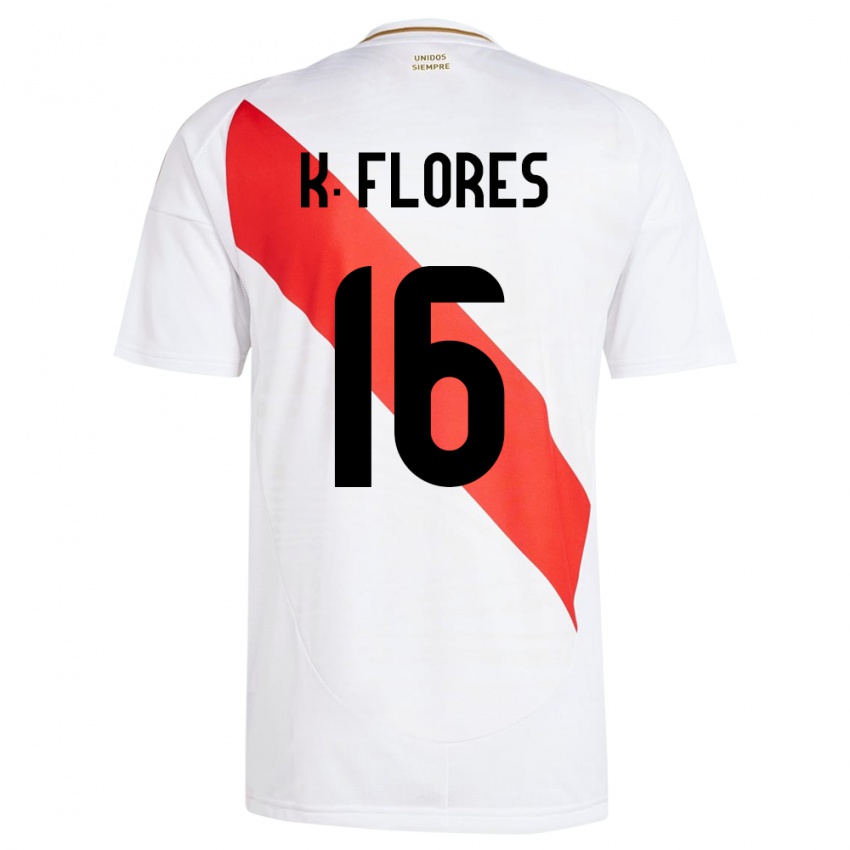 Homem Camisola Peru Kimbherly Flores #16 Branco Principal 24-26 Camisa