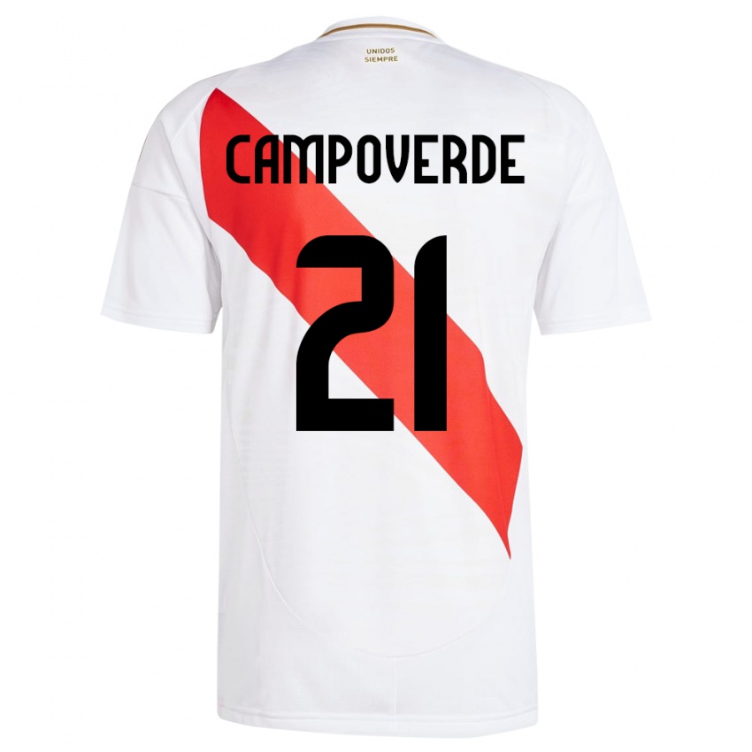 Homem Camisola Peru Luz Campoverde #21 Branco Principal 24-26 Camisa