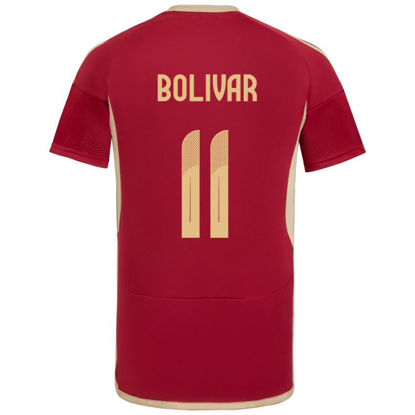 Homem Camisola Venezuela Jovanny Bolívar #11 Borgonha Principal 24-26 Camisa