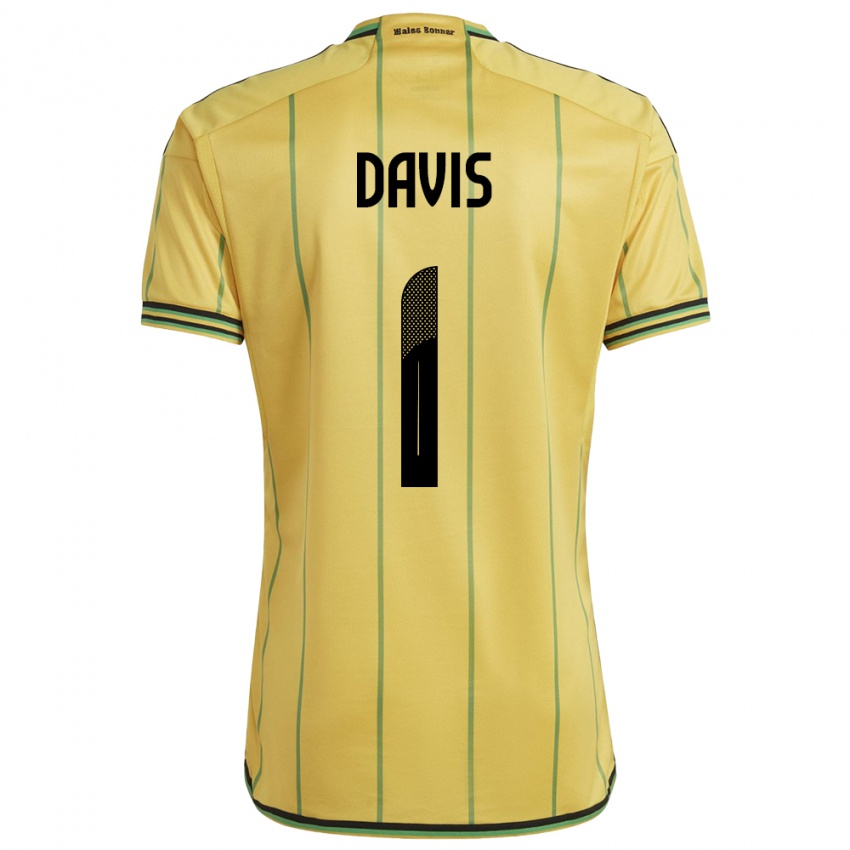 Homem Camisola Jamaica Shaquan Davis #1 Amarelo Principal 24-26 Camisa