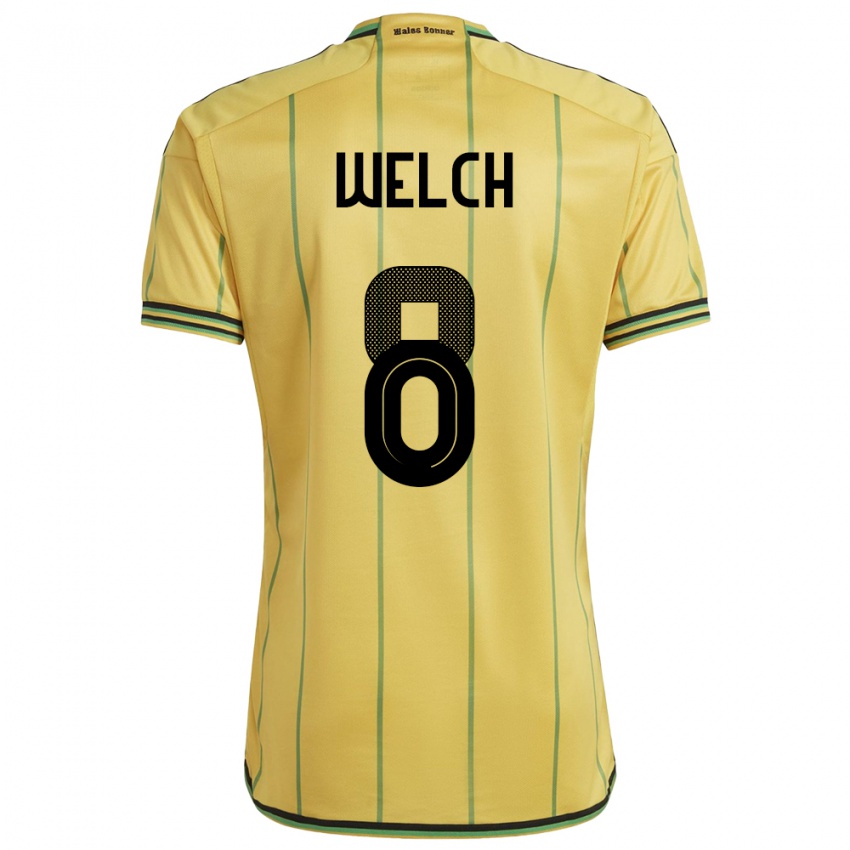 Homem Camisola Jamaica Makai Welch #8 Amarelo Principal 24-26 Camisa