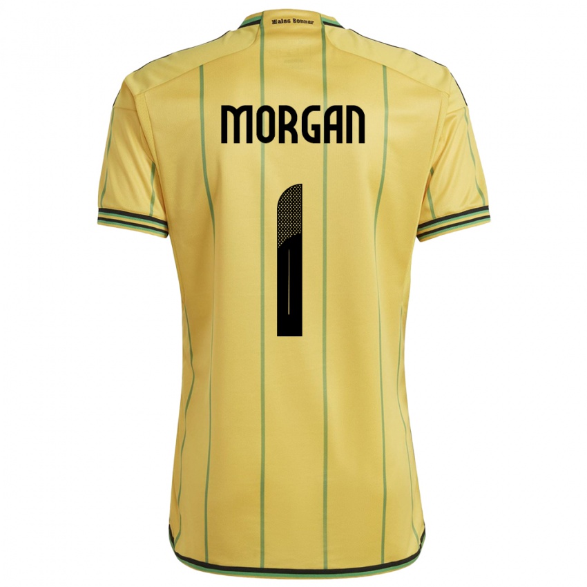 Homem Camisola Jamaica Aliyah Morgan #1 Amarelo Principal 24-26 Camisa