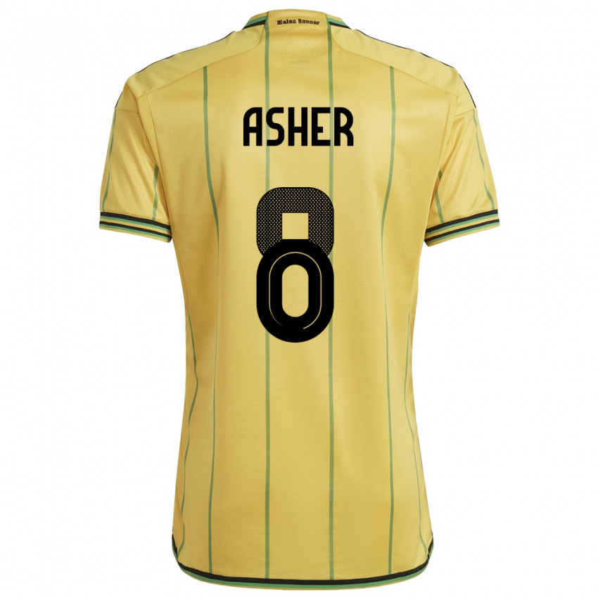 Homem Camisola Jamaica Chinyelu Asher #8 Amarelo Principal 24-26 Camisa