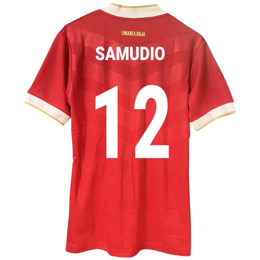 Homem Camisola Panamá César Samudio #12 Vermelho Principal 24-26 Camisa