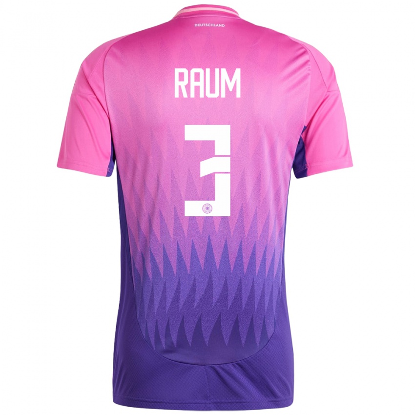 Homem Camisola Alemanha David Raum #3 Rosa Roxo Alternativa 24-26 Camisa