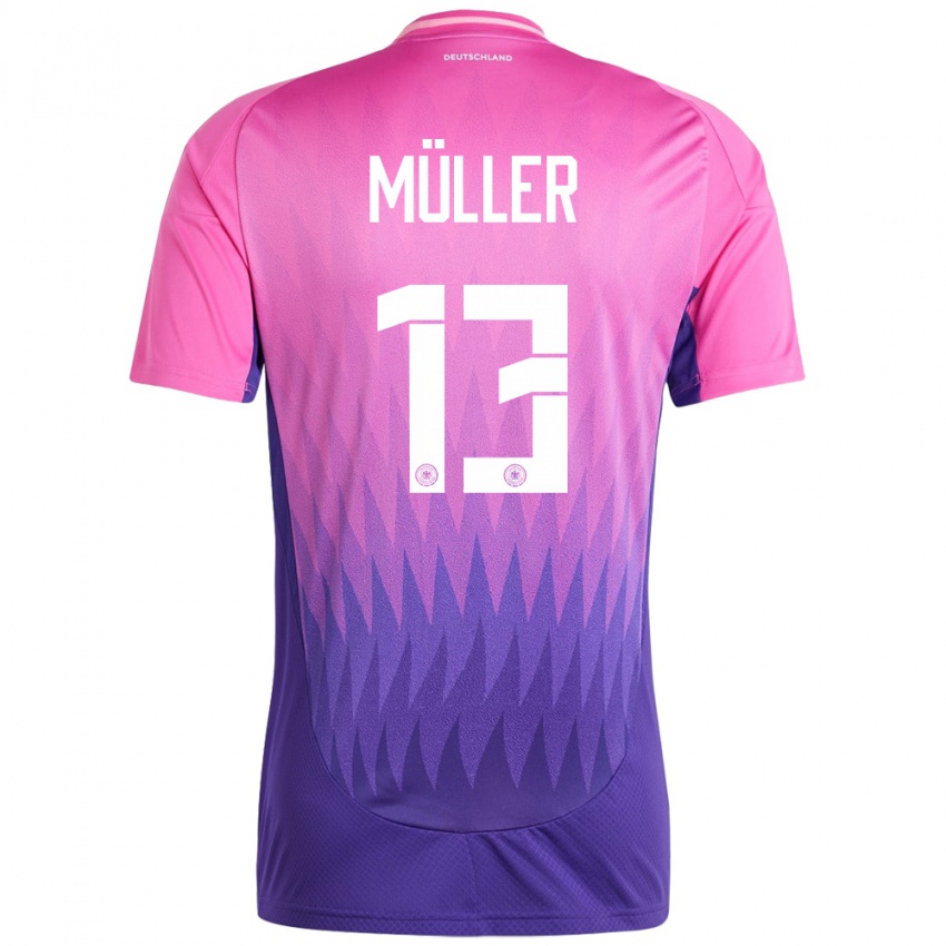 Homem Camisola Alemanha Thomas Muller #13 Rosa Roxo Alternativa 24-26 Camisa