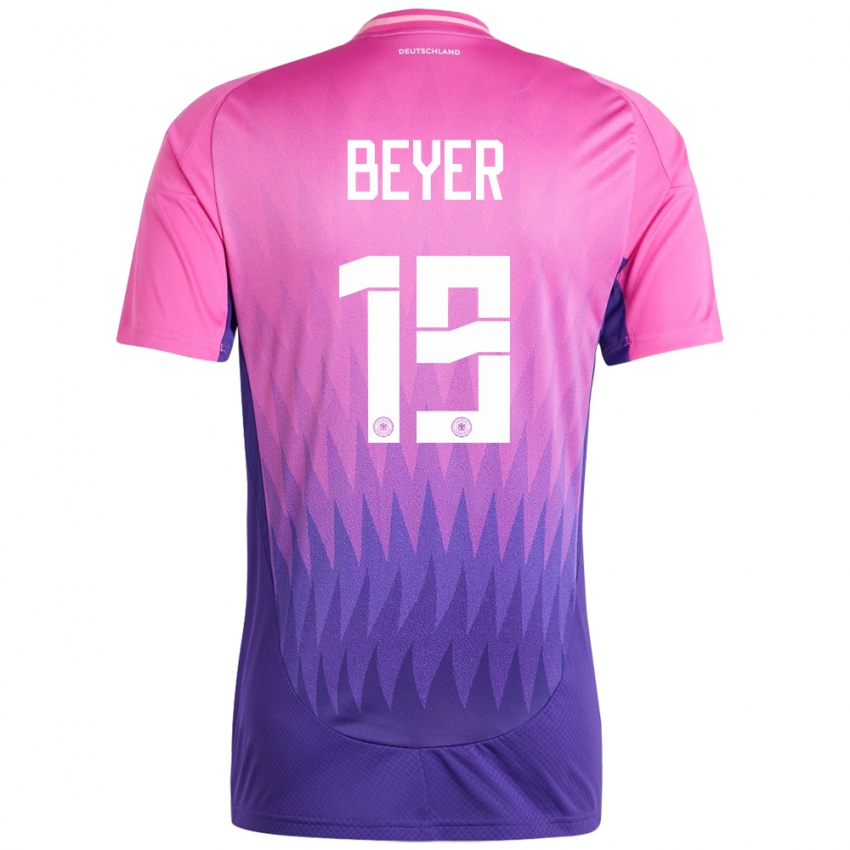 Homem Camisola Alemanha Jordan Beyer #19 Rosa Roxo Alternativa 24-26 Camisa