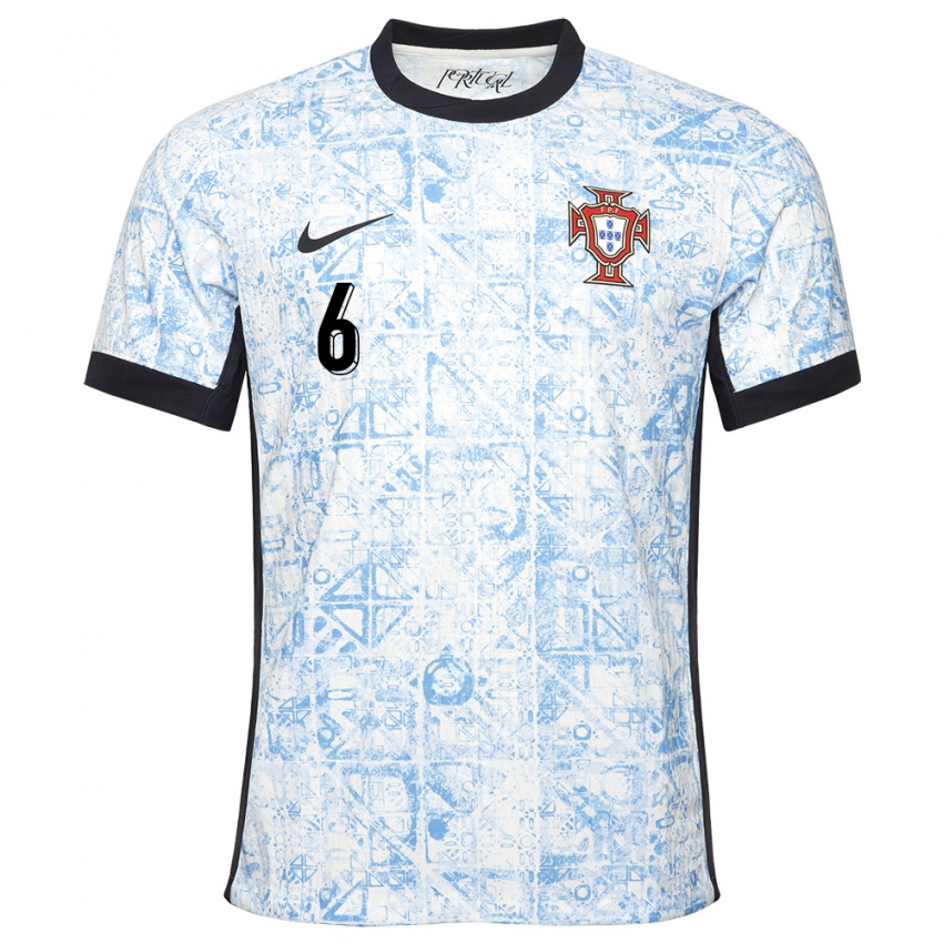 Homem Camisola Portugal Dario Essugo #6 Azul Creme Alternativa 24-26 Camisa