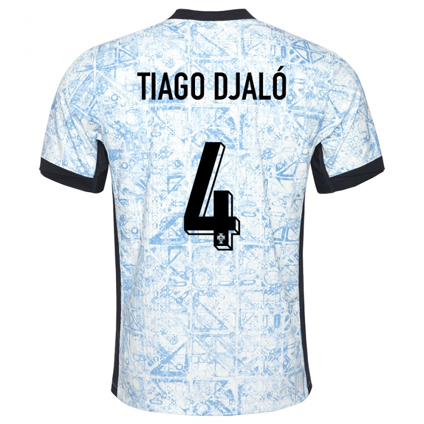 Homem Camisola Portugal Tiago Djalo #4 Azul Creme Alternativa 24-26 Camisa