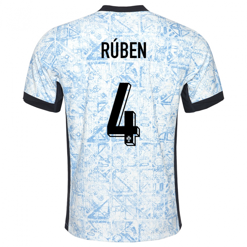 Homem Camisola Portugal Ruben Dias #4 Azul Creme Alternativa 24-26 Camisa