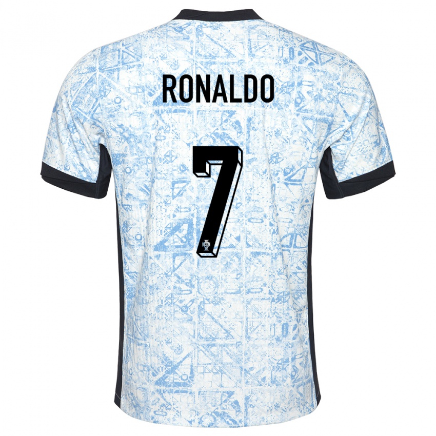 Homem Camisola Portugal Cristiano Ronaldo #7 Azul Creme Alternativa 24-26 Camisa