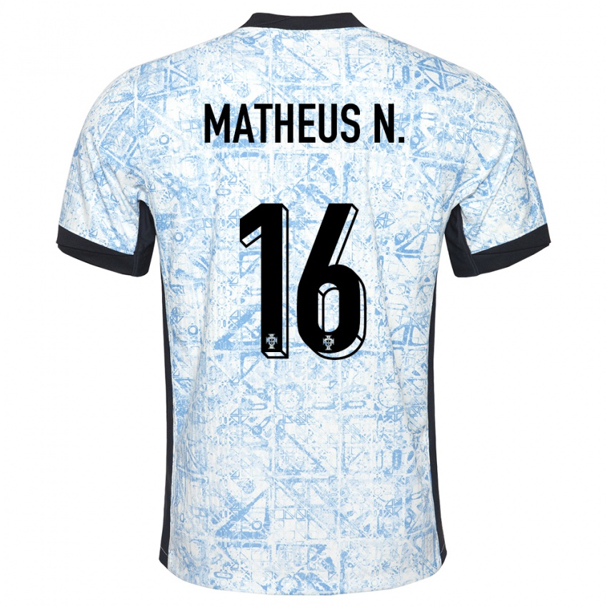 Homem Camisola Portugal Matheus Nunes #16 Azul Creme Alternativa 24-26 Camisa