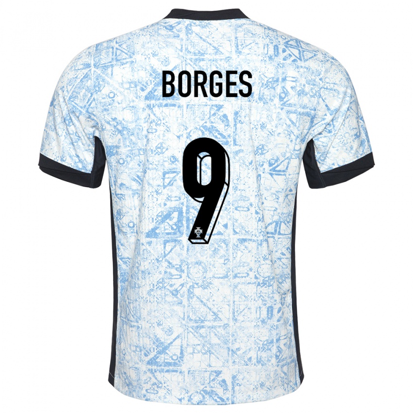 Homem Camisola Portugal Ana Borges #9 Azul Creme Alternativa 24-26 Camisa