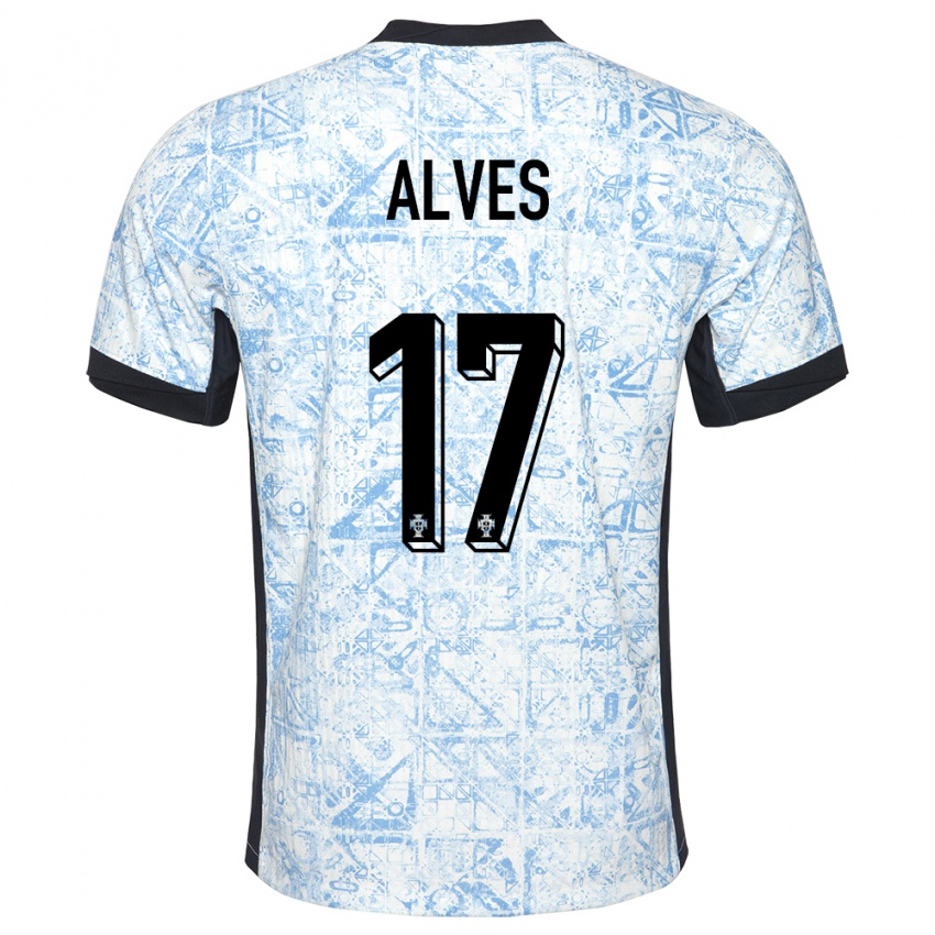 Homem Camisola Portugal Lucia Alves #17 Azul Creme Alternativa 24-26 Camisa