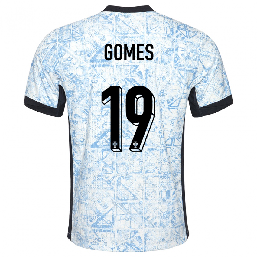 Homem Camisola Portugal Diana Gomes #19 Azul Creme Alternativa 24-26 Camisa