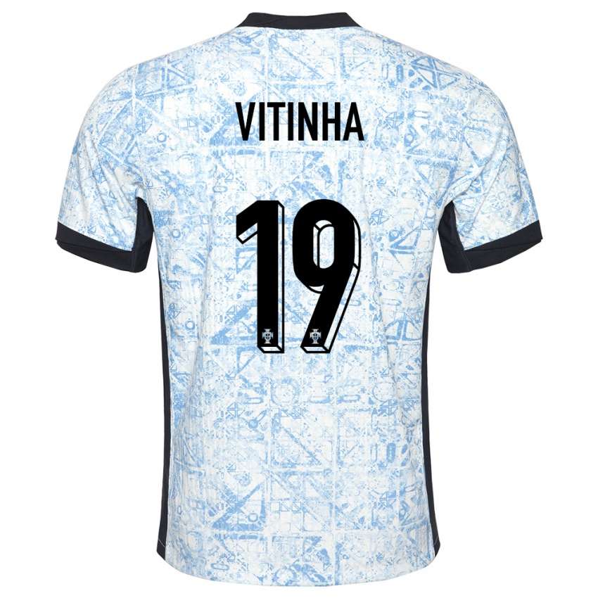 Homem Camisola Portugal Vitinha #19 Azul Creme Alternativa 24-26 Camisa