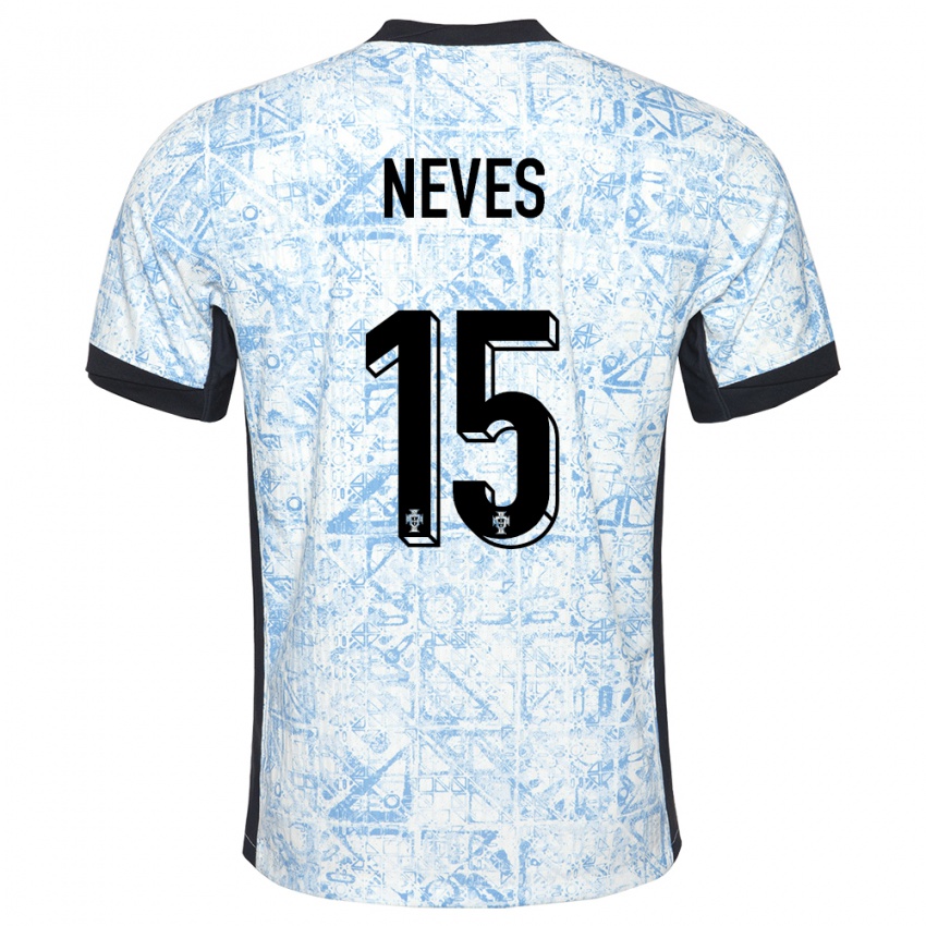 Homem Camisola Portugal Joao Neves #15 Azul Creme Alternativa 24-26 Camisa