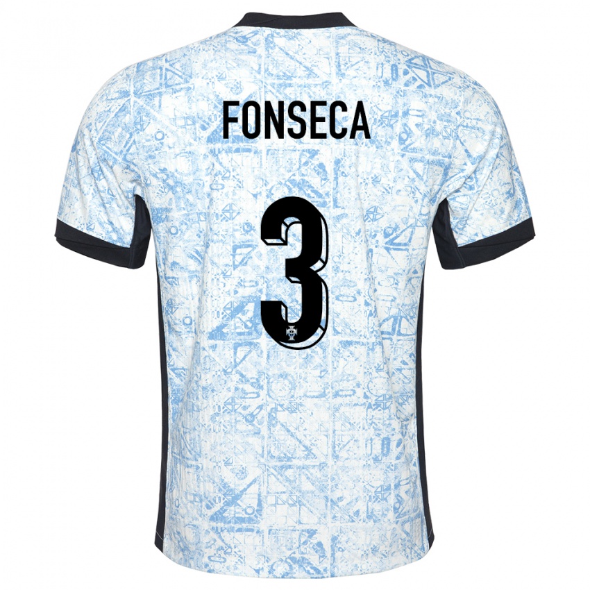 Homem Camisola Portugal Joao Fonseca #3 Azul Creme Alternativa 24-26 Camisa