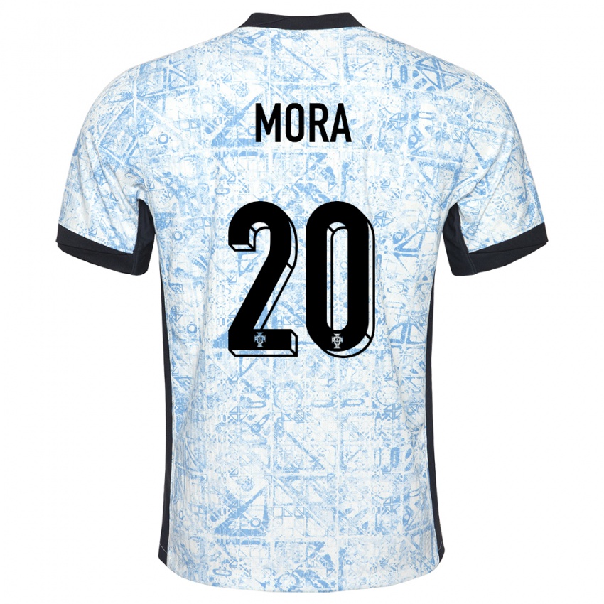 Homem Camisola Portugal Rodrigo Mora #20 Azul Creme Alternativa 24-26 Camisa